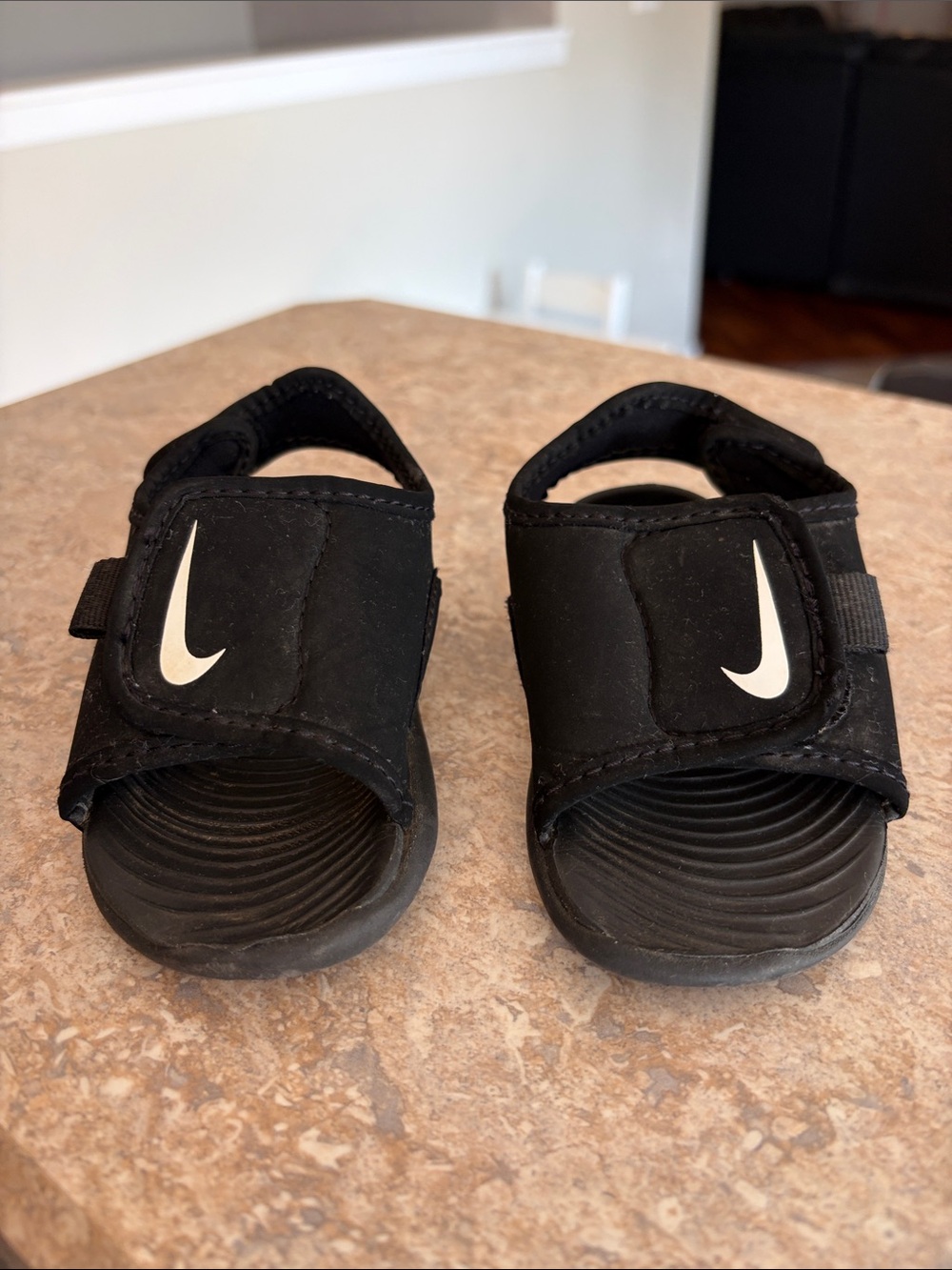 Nike Black Kids Slide Sandals with White Swoosh